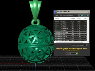 ROUNDED SHAPE GOLD PENDANT 3D PRINTABLE MODEL 3D print model