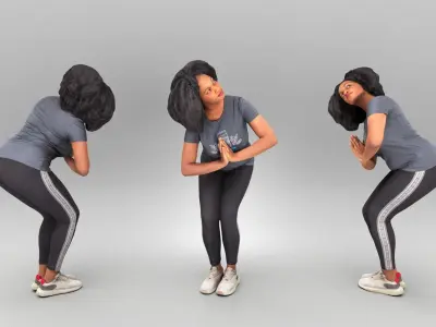 African woman doing yoga 436 Low-poly 3D model