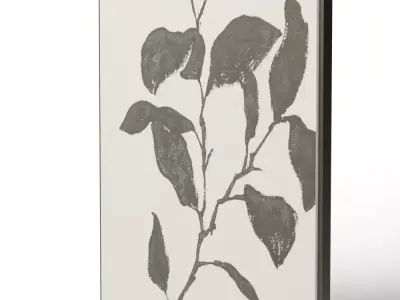 Good Day Framed Black and White Floral Wall Art Print 3D model