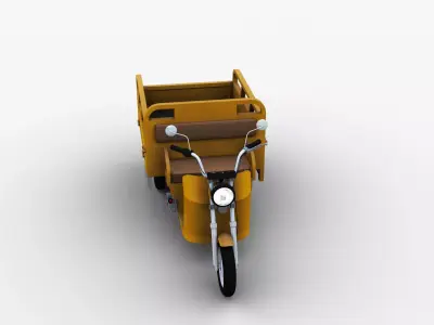 Electric Cargo Rickshaw Low-poly 3D model