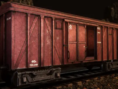 Vintage train Low-poly 3D model