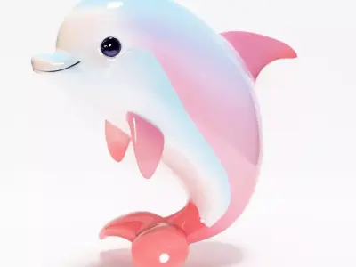 Pink Dolphin Chibi Kawaii Cute toy 3D print model