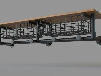 Pipe Shelving With Storage 3D model