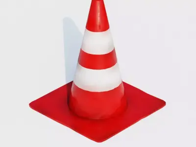 Road Cone - Low Poly Old Orange Basic Game Ready Low-poly 3D model