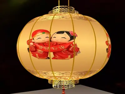 Chinese red lantern 3D model 39