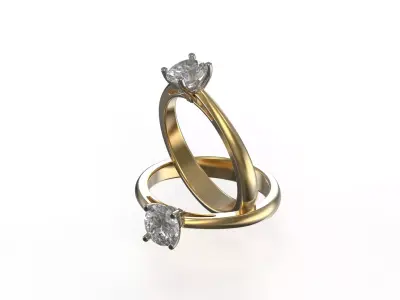 Two Tone Oval Solitaire Ring 3D Model STL 3DM in 10 sizes 3D print model