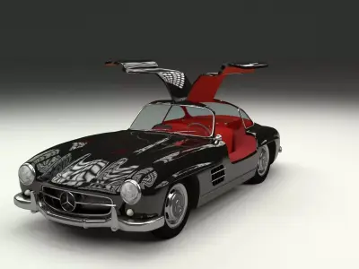 Rigged Mercedes 300SL Gullwing with Interior 3D model