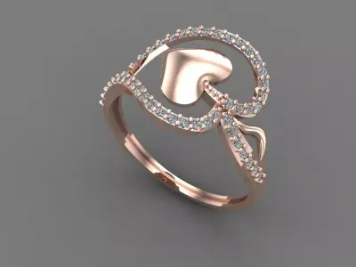Womens Diamond Signet Ring Women Rings 3dmodels 3D print model 3D print model 40