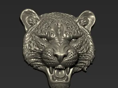 Angry Leopard Head  A73 3D print model