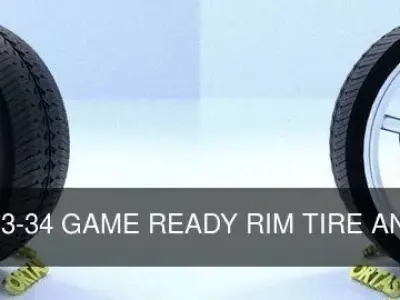 ORTAS CAR RIM 33-34 GAME READY RIM TIRE AND DISC 3D Model Pack