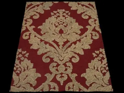 carpet gold damask rug Free 3D model