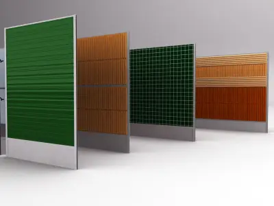 Road car noise barrier set 3D model