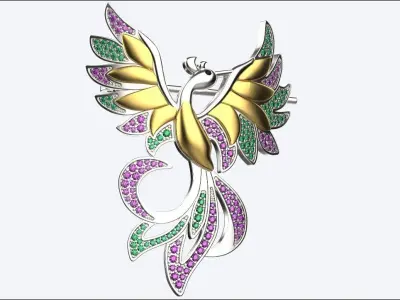 brooch phoenix 3D print model