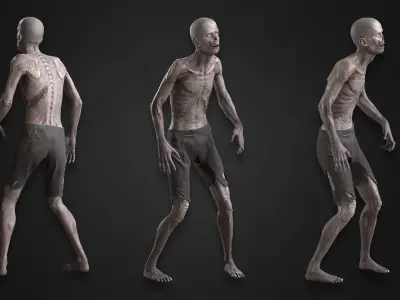 Zombie in Pants Low-poly 3D model