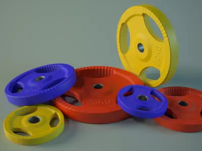 Barbell Weight Plates PBR Low-poly 3D model