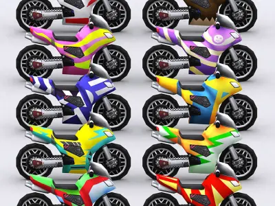 3DRT-Chibii-racers-Sport-bikes character on motorcycle Low-poly 3D model
