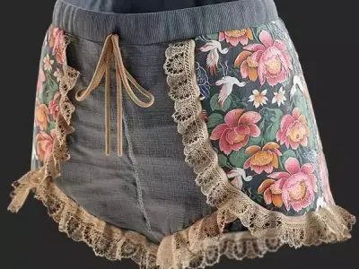 Texturing Women Shorts with Lace Trim in Substance Painter Texture