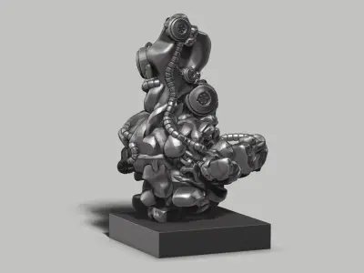modern abstract robotic sculpture 153 3D print model
