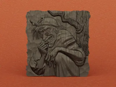 3D panel Witch Baba Yaga 3D print model