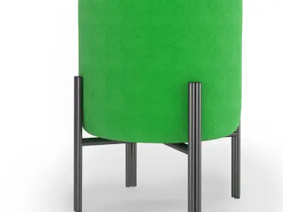 Pouffe stool with metal legs 3D model