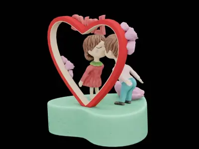 Decorative Polyresin Love Couple Figurine  Low-poly 3D model