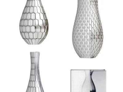 vase set 1 silver 3D model