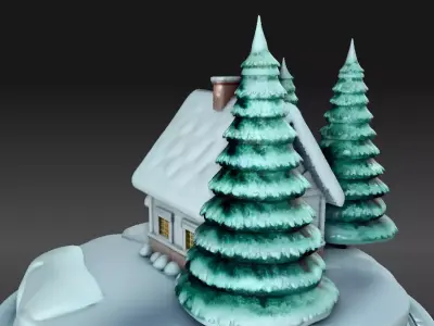 Snow Globe House 3D Model Winter Decoration Low-poly 3D model
