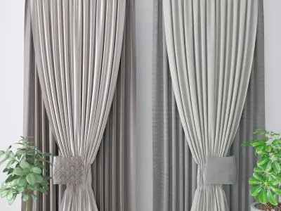 Modern fabric curtain 3D model
