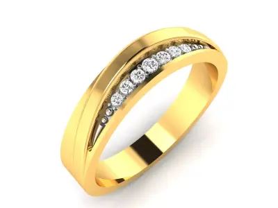 Band 3dm Render Details gold diamond wedding ring 3D print model
