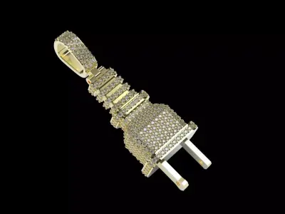 Plug Emoji  diamond Pendant 2 inch full stones 3D print model