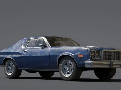 Old classic car lowpoly Low-poly 3D model