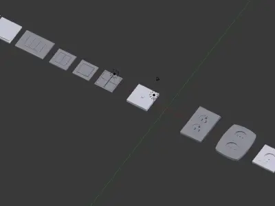 Modern Electrical switches and sockets collection - 11 Items Low-poly 3D model