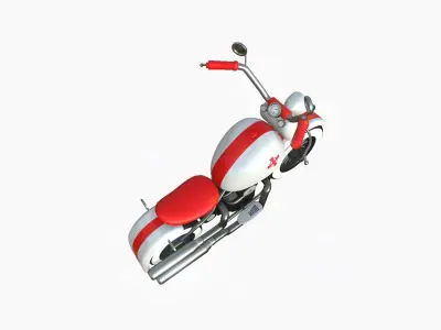 Motorcycle Cartoon A19 White Red - Custom Vehicle Design Low-poly 3D model