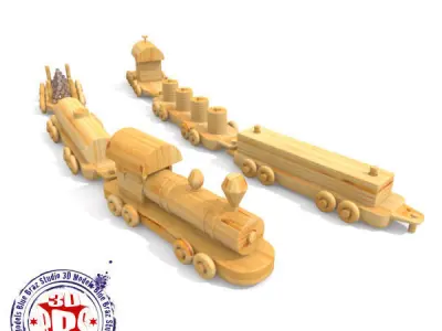 wooden train 01 3D model