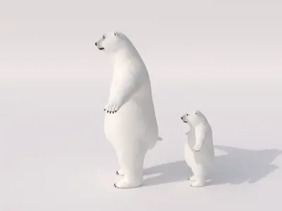 Polar Bear Family 3D model