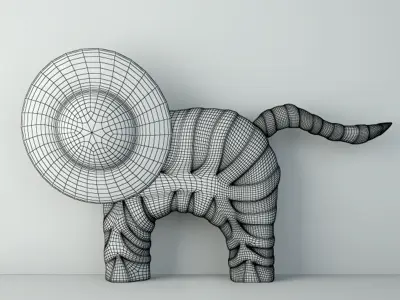 Hand Carved Wood Decorative Lion Statue 3D model