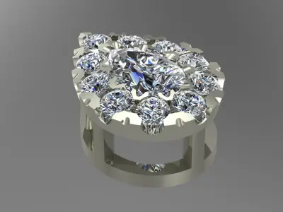 Diamond jewelry Pendant Coloured Classic P01 3D print model 3D print model