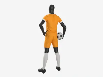 Male Mannequin in Soccer Uniform with Ball 01 3D model