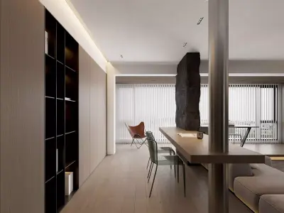 Modern living room dining room interior scenes 589 3D model