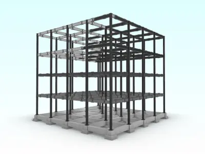 Steel-frame building 2 3D model
