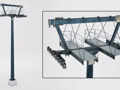Ski lift pole large 3D model