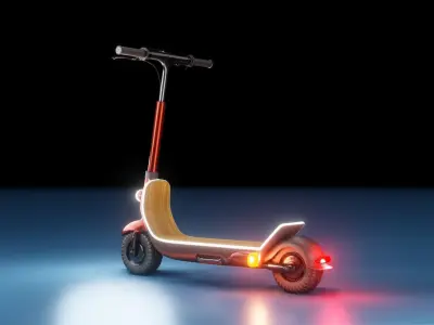 Red retro modern electric scooter 3D model