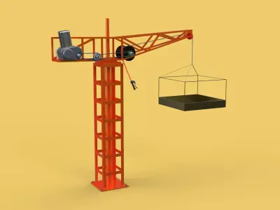 MINI TOWER CRANE MOTOR WINCH SWIVEL LIFTING ENGINE HOIST JIB TON 3D model