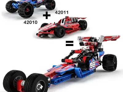 Lego Technic 42010 plus 42011 3D model