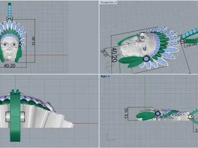 Native American Indian man pendant model Z30 3D print model