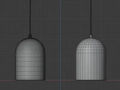 Hanging lamp 2 with high and low poly versions 3D model