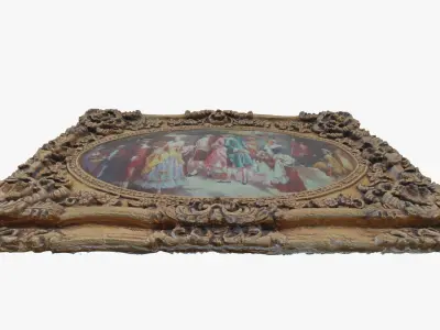 3D Scan Old Painting with classic gold frame 3 Low-poly 3D model