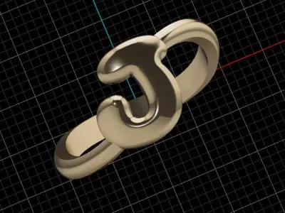 J alphabet baypass ring 3D print model
