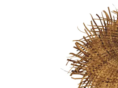 balinese straw wicker hat bamboo woven wall decoration boho  3D model