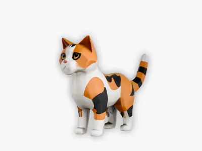 Stylized Cat 3D Model Pack  7 Unique Cat Variations Low-poly 3D model